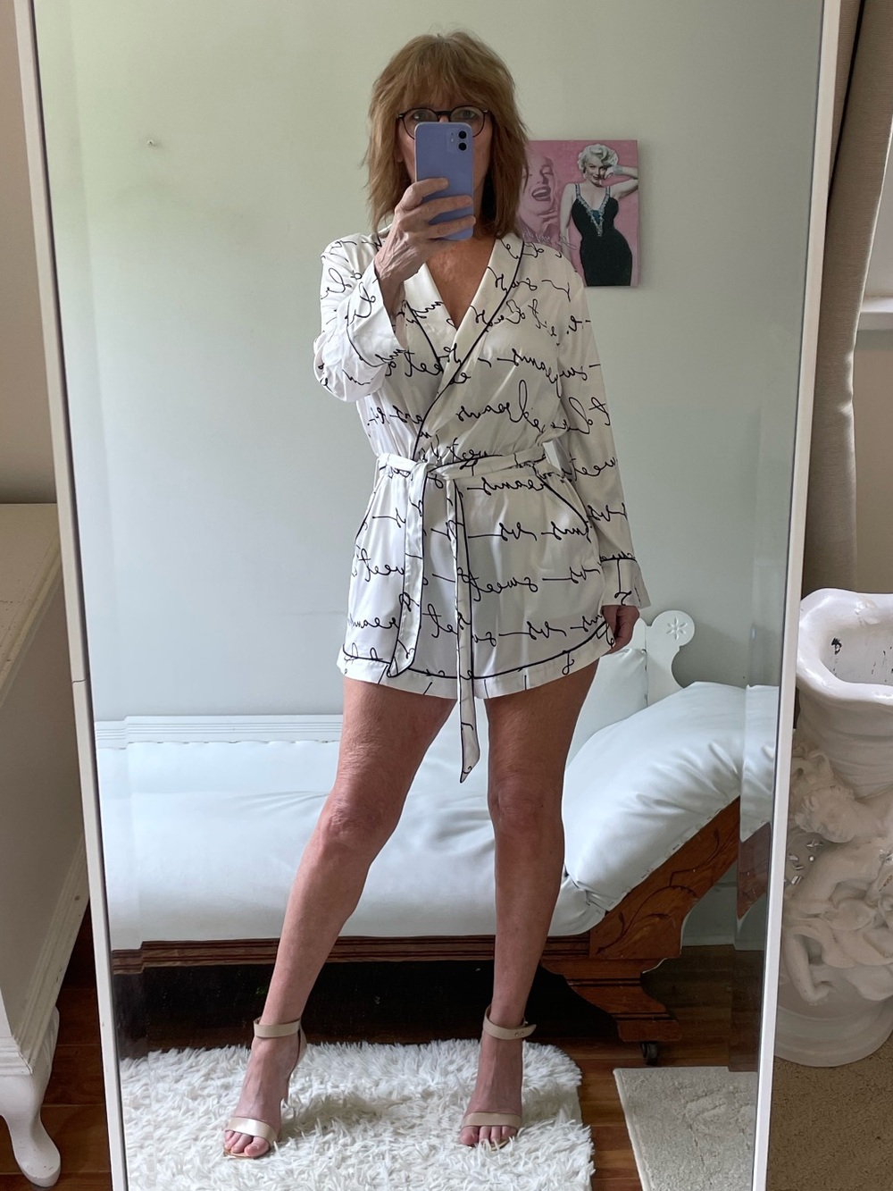 BLACK WHITE LONG SLEEVE ROMPER SCRIPT SWEET DREAMS VICTORIA''S SECRET POCKETS